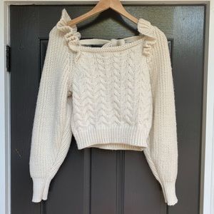 Zara White Knit Sweater Top